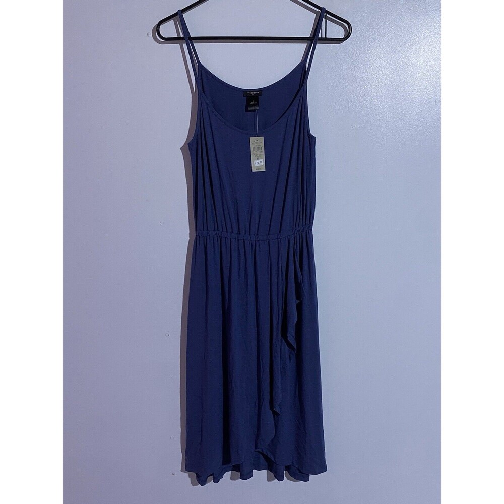 Ann Taylor Dress Small Blue Fit Flare Sundress Minimalist Swing Shift Beachy